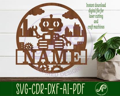 Robot name wall sign. SVG / DXF / AI / PDF / CDR