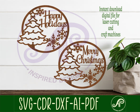 Merry Christmas / Happy Holidays wall sign design SVG / DXF / AI / PDF / CDR