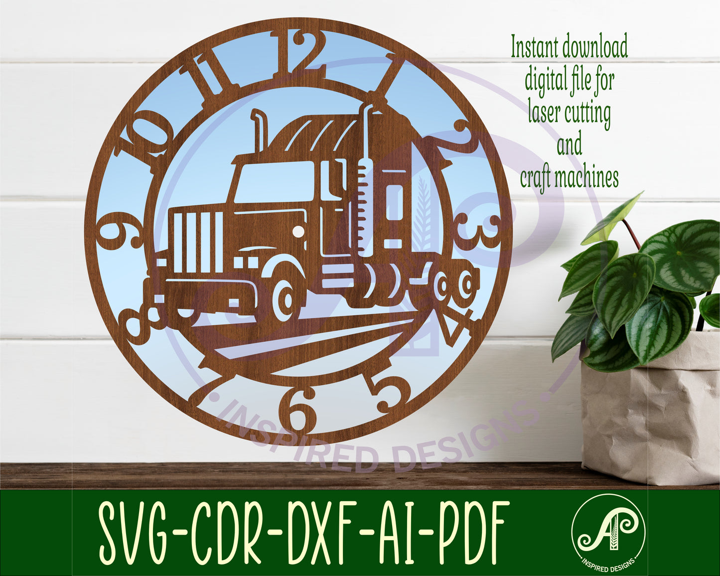 Semi Truck wall clock template designs