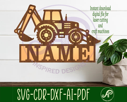 Backhoe Digger shape name sign SVG / DXF / AI / PDF / CDR