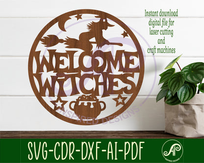 Welcome witches halloween wall sign design SVG / DXF / AI / PDF / CDR