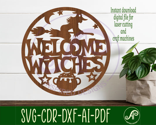 Welcome witches halloween wall sign design SVG / DXF / AI / PDF / CDR