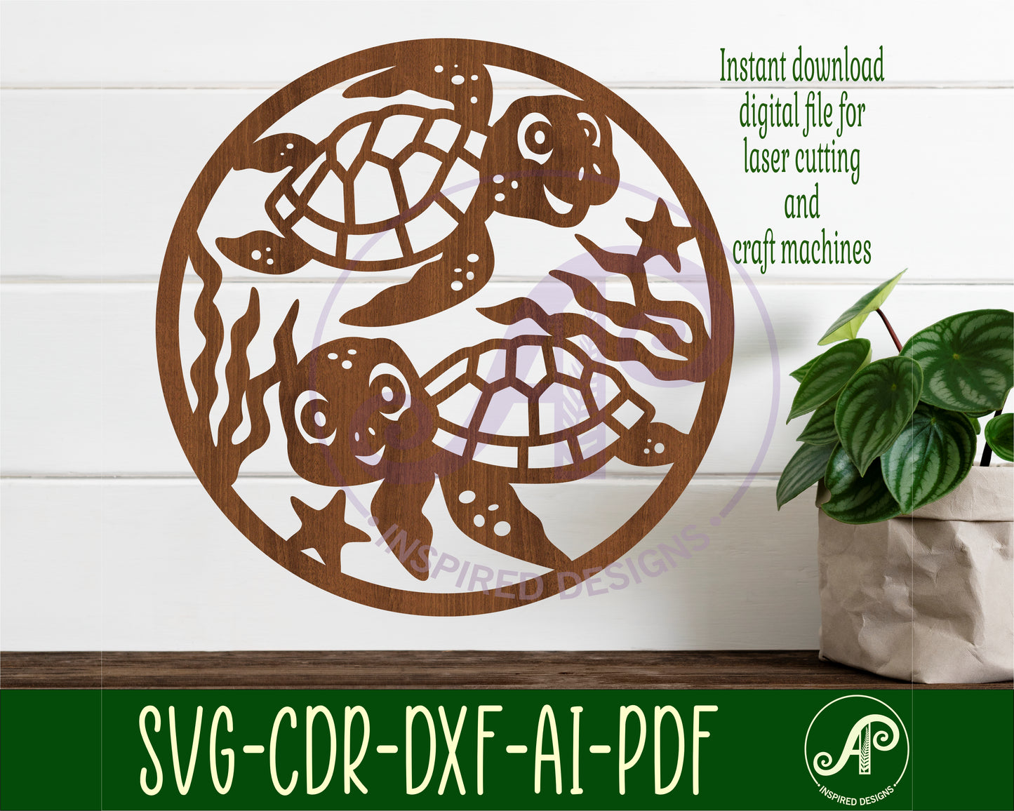 cute turtle wall sign design SVG / DXF / AI / PDF / CDR