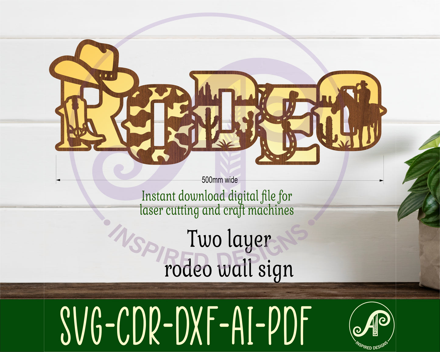 Rodeo word wall sign design SVG / DXF / AI / PDF / CDR