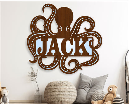 Octopus name sign SVG / DXF / AI / PDF / CDR