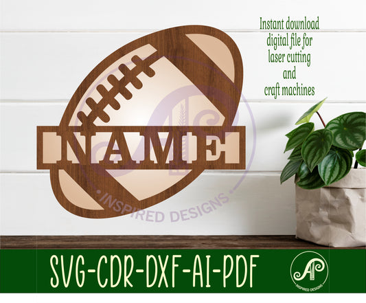 Football / Rugby Ball shape name sign SVG / DXF / AI / PDF / CDR