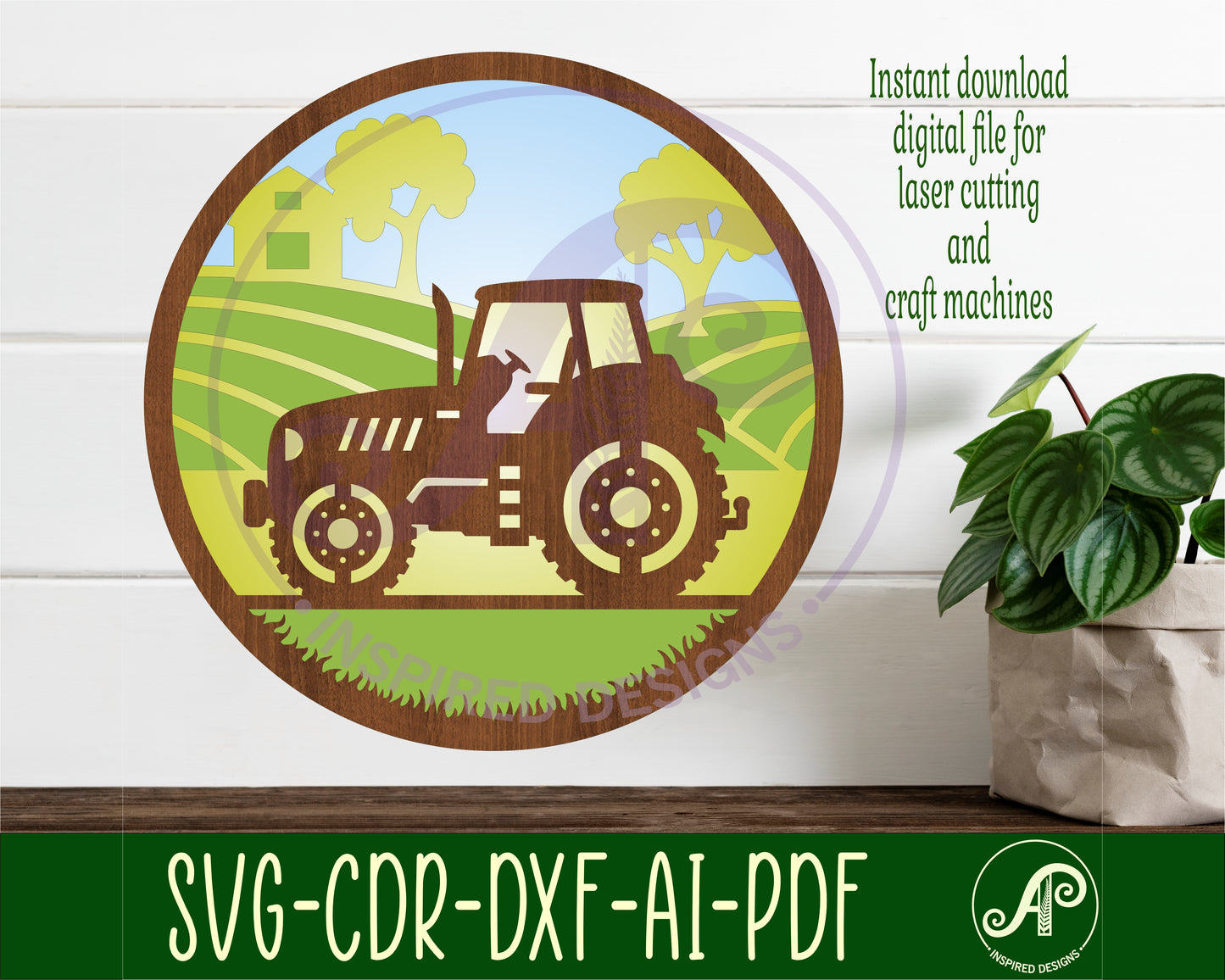 Tractor layered wall sign design SVG / DXF / AI / PDF / CDR