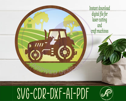 Tractor layered wall sign design SVG / DXF / AI / PDF / CDR