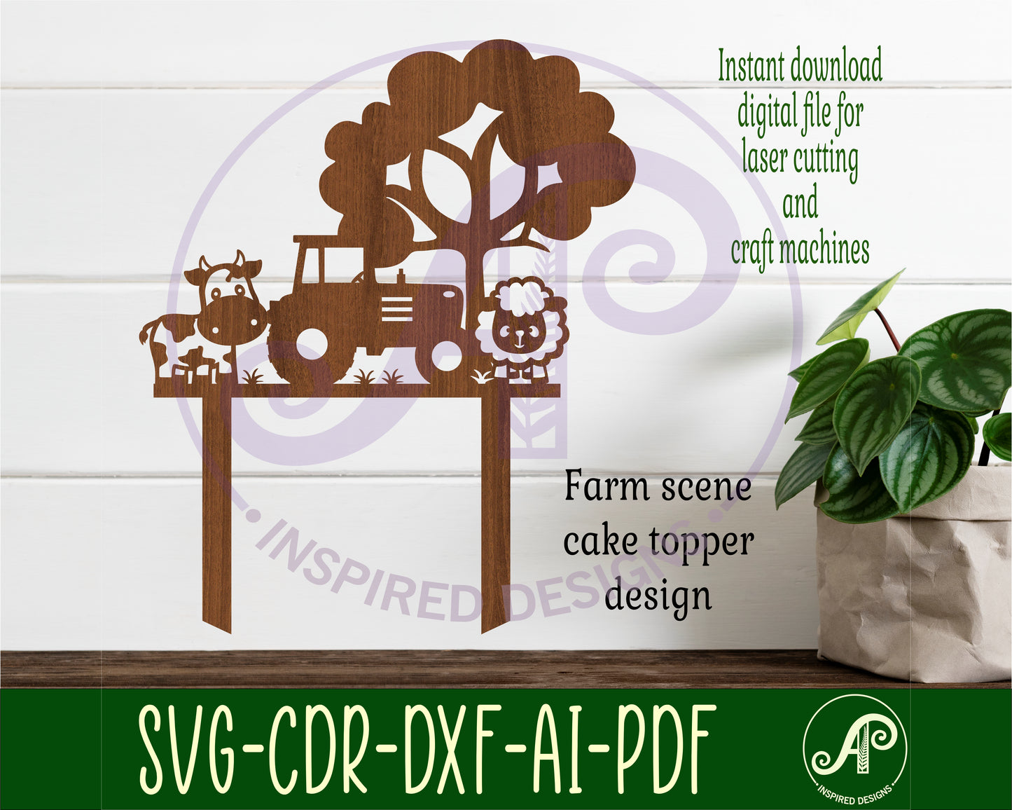 Farm scene cake topper design SVG / DXF / AI / PDF / CDR