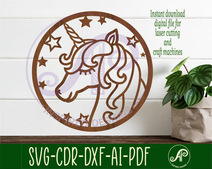 Unicorn head wall sign design SVG / DXF / AI / PDF / CDR