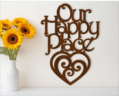 Our happy place wall sign design SVG / DXF / AI / PDF / CDR