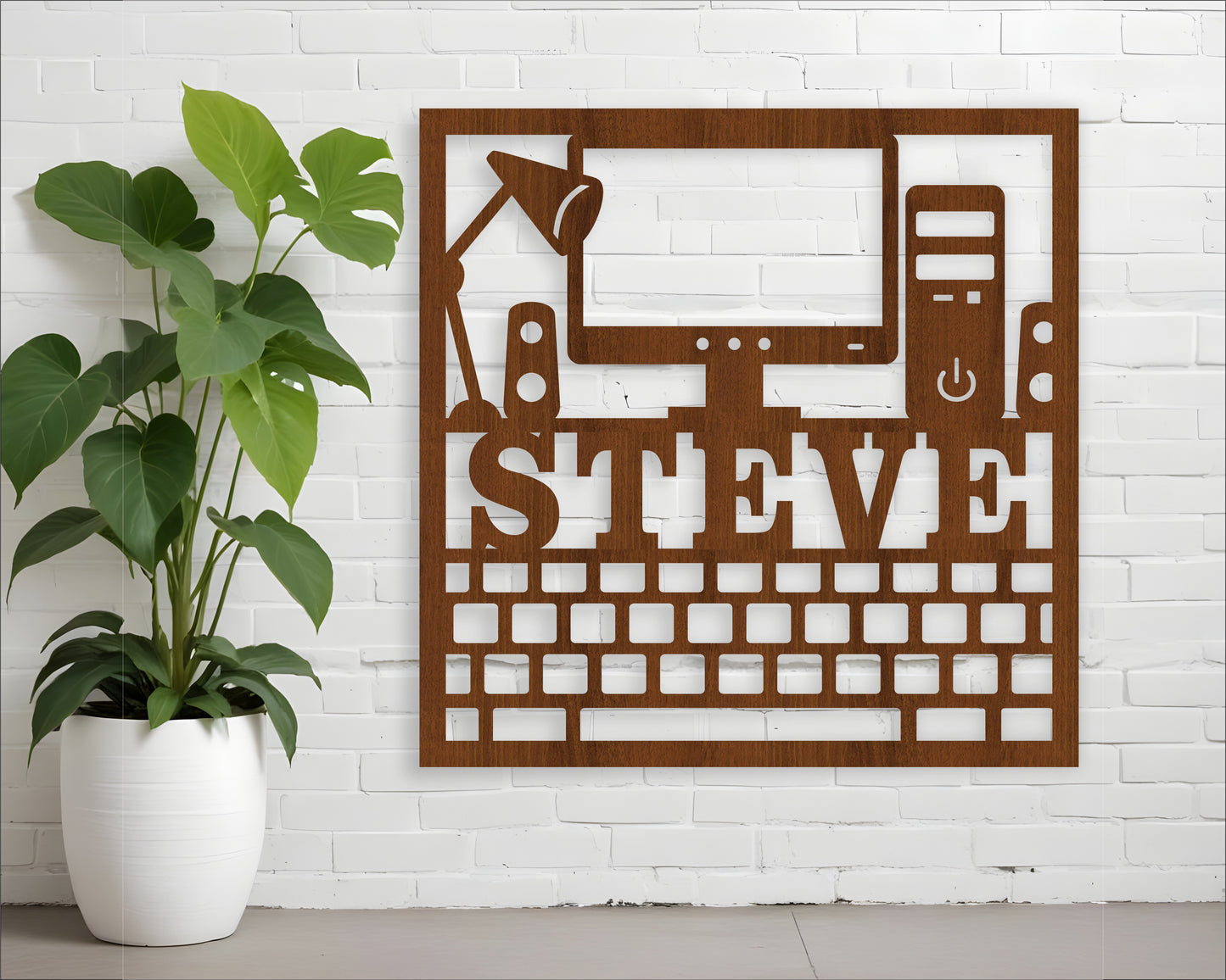 Computer square name wall sign. SVG / DXF / AI / PDF / CDR