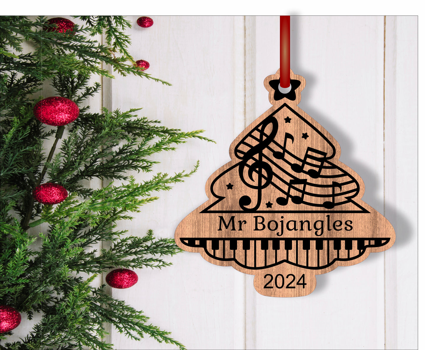 Music tree engraved ornament design SVG / DXF / AI