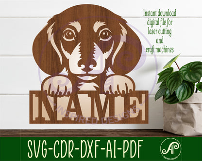 Dachshund dog design shape name sign SVG / DXF / AI / PDF / CDR