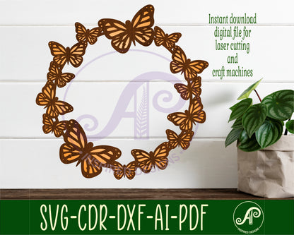 Monarch wreath wall sign design SVG / DXF / AI / PDF / CDR