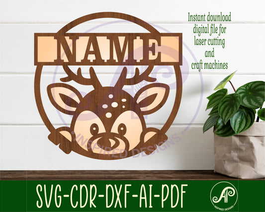 Deer single name wall sign. SVG / DXF / AI / PDF / CDR