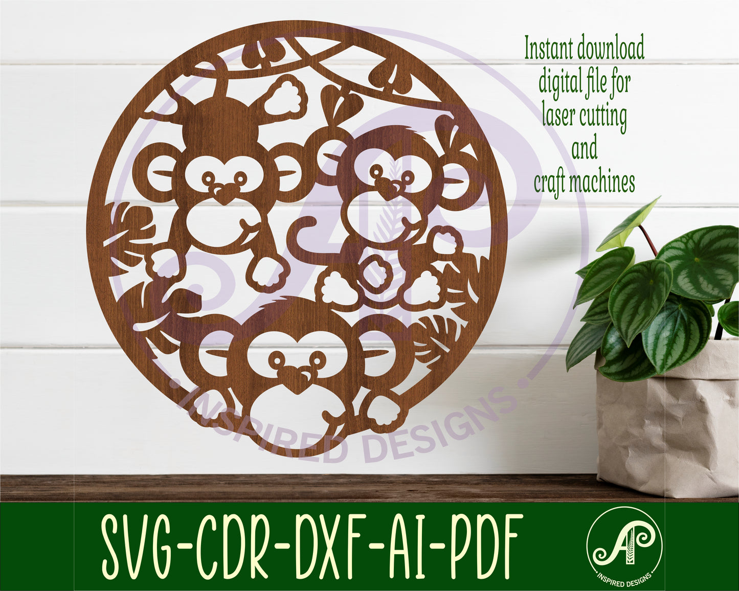 Monkey wall sign design SVG / DXF / AI / PDF / CDR