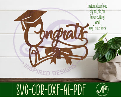 Congrats graduation wall sign design SVG / DXF / AI / PDF / CDR