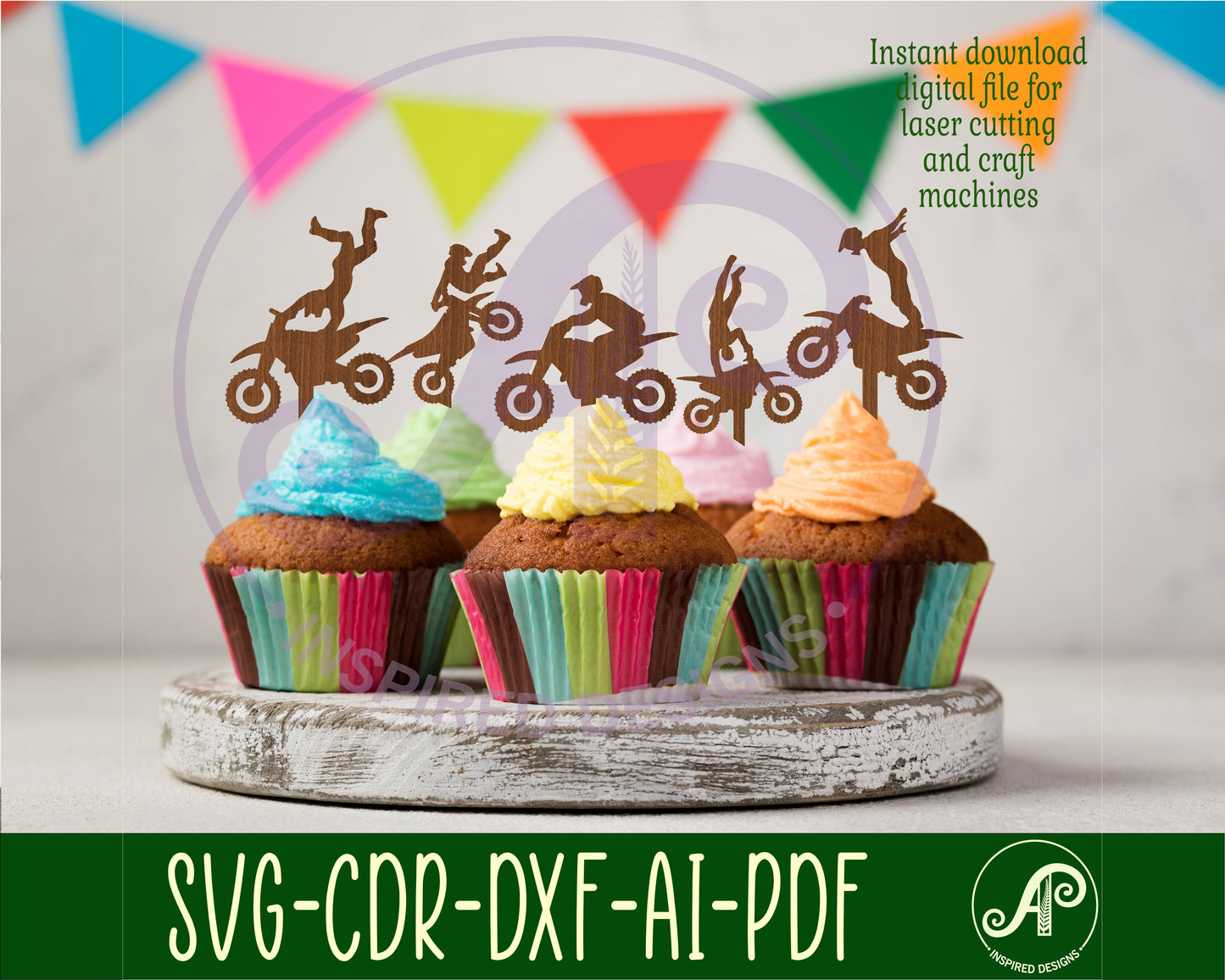 Motocross cupcake topper design SVG / DXF / AI / PDF / CDR