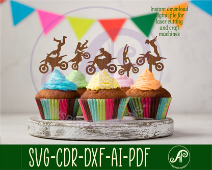 Motocross cupcake topper design SVG / DXF / AI / PDF / CDR