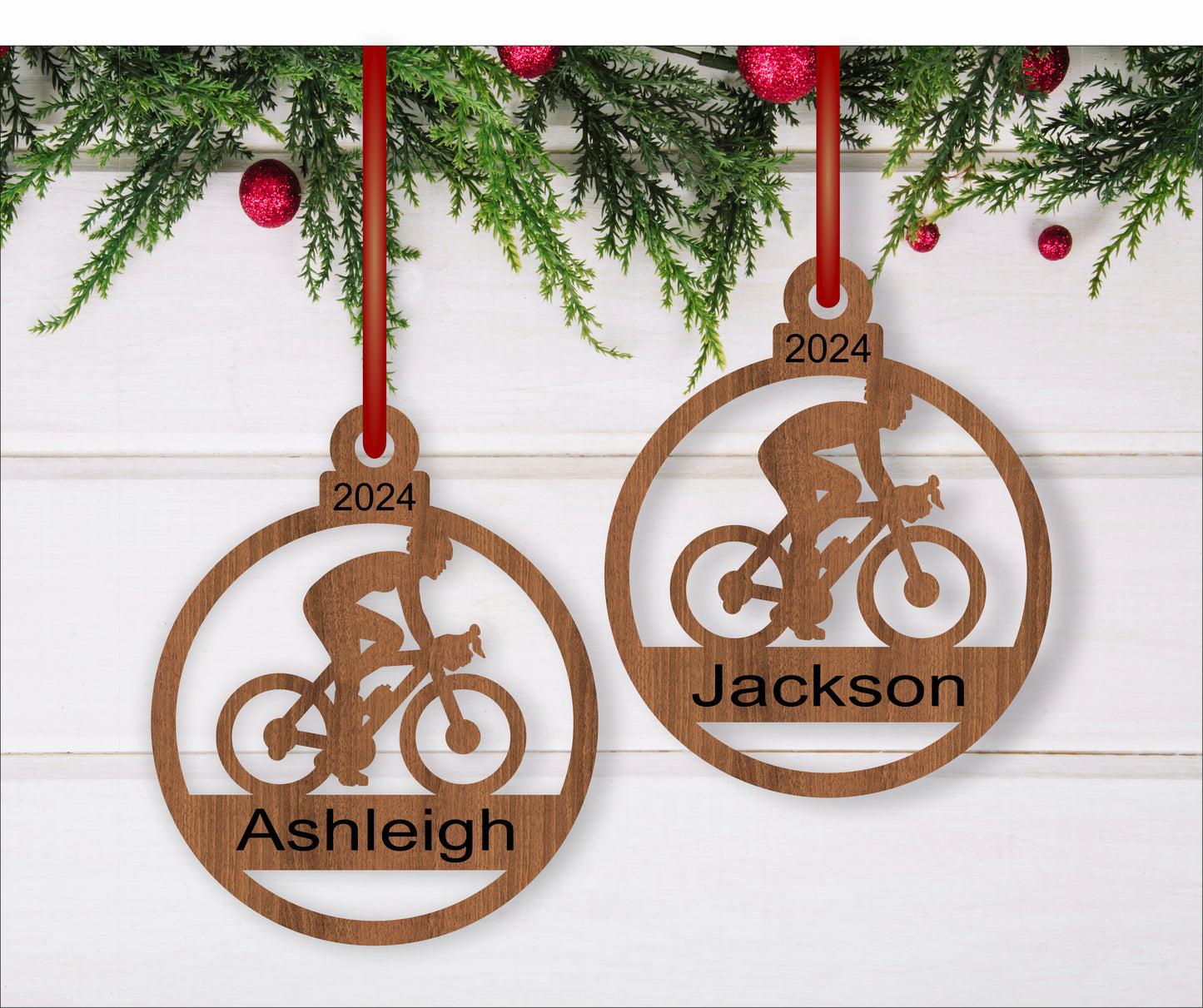 Cyclist Christmas Ornament SVG laser cut files