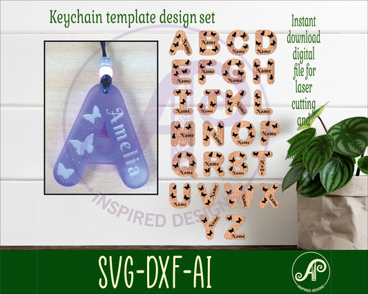 Butterfly letter tag designs SVG / DXF / AI