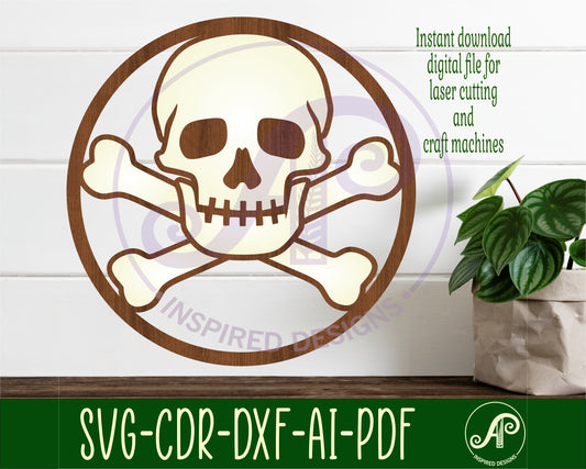 Skull and bones wall sign design SVG / DXF / AI / PDF / CDR