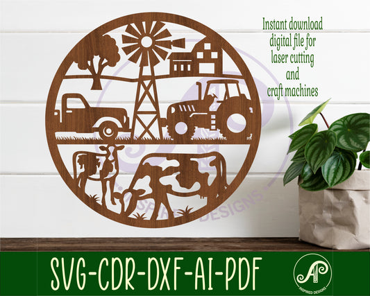 Farm scene wall sign design SVG / DXF / AI / PDF / CDR