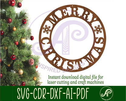 Merry Christmas  wreath wall sign design SVG / DXF / AI / PDF / CDR