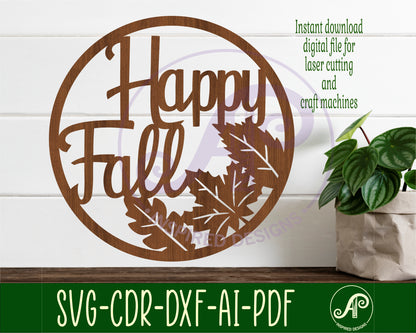 Happy fall wall sign design SVG / DXF / AI / PDF / CDR