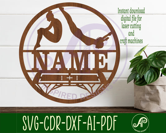 Trampoline female name wall sign. SVG / DXF / AI / PDF / CDR