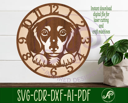 Dachshund dog wall clock template designs