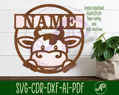 Cow single name wall sign. SVG / DXF / AI / PDF / CDR