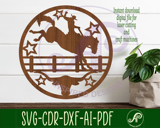 Rodeo horse rider wall sign design SVG / DXF / AI / PDF / CDR