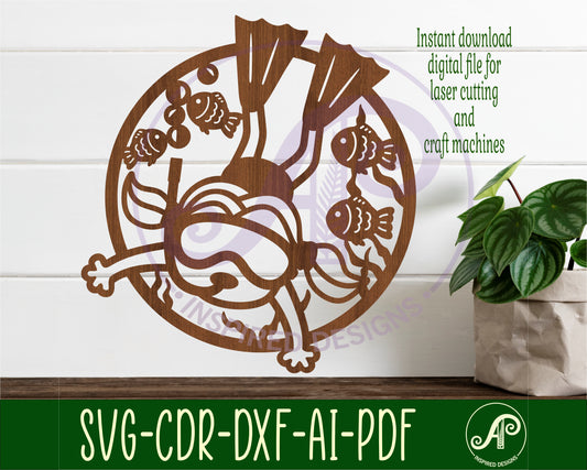 Snorkeling girl wall sign design SVG / DXF / AI / PDF / CDR