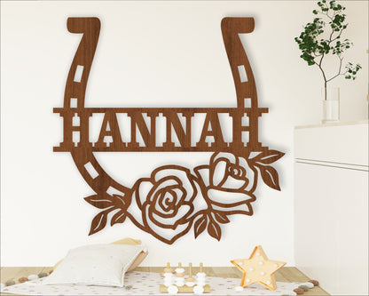 Rose horse shoe name sign SVG / DXF / AI / PDF / CDR