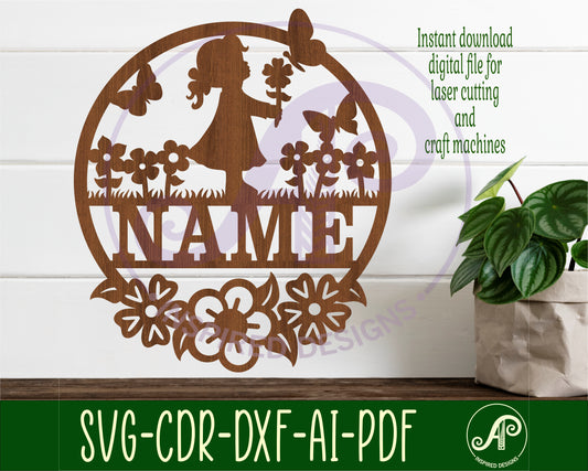 Little girl name wall sign. SVG / DXF / AI / PDF / CDR