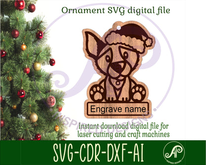 Cute dog engraved ornament design SVG / DXF / AI