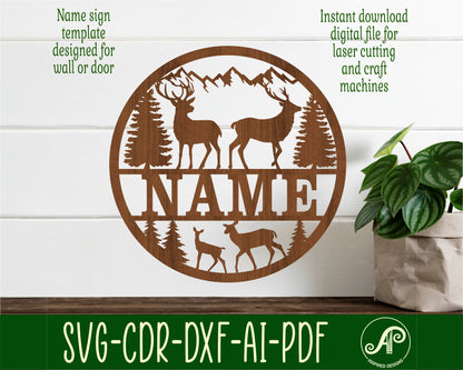 Deer name wall sign. SVG / DXF / AI / PDF / CDR