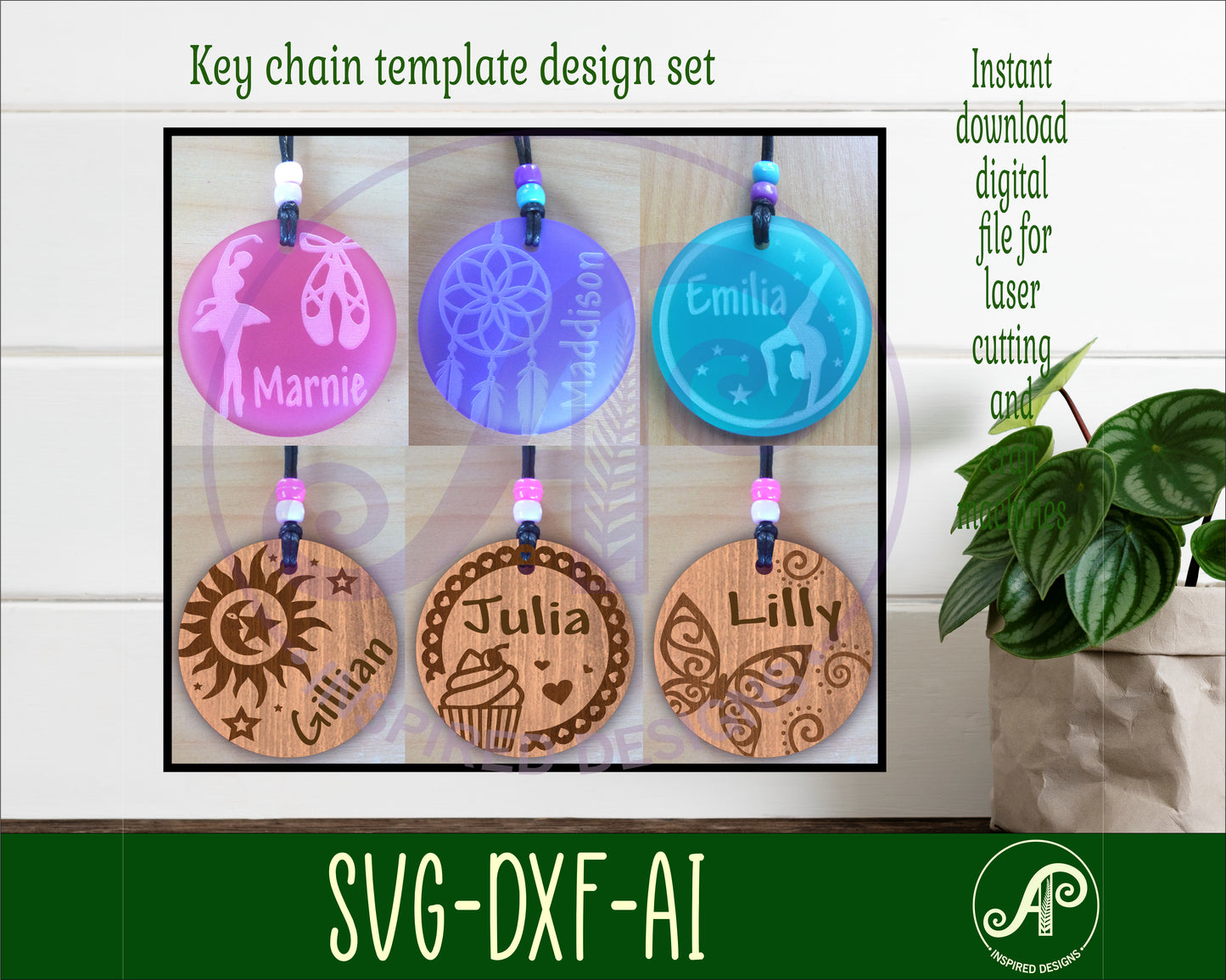 Round girl theme set 2, tag designs SVG / DXF / AI