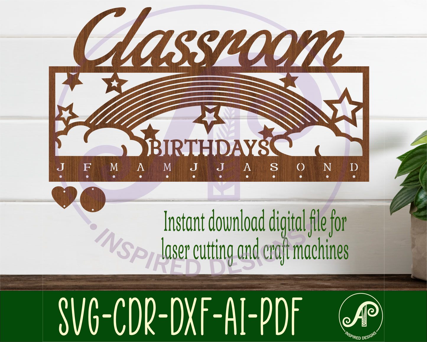 Classroom birthdays calendar rainbow design  SVG / DXF / AI / PDF / CDR