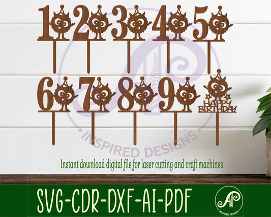 Monster number cake topper design SVG / DXF / AI / PDF / CDR