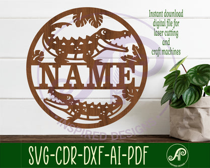 Crocodile name wall sign. SVG / DXF / AI / PDF / CDR