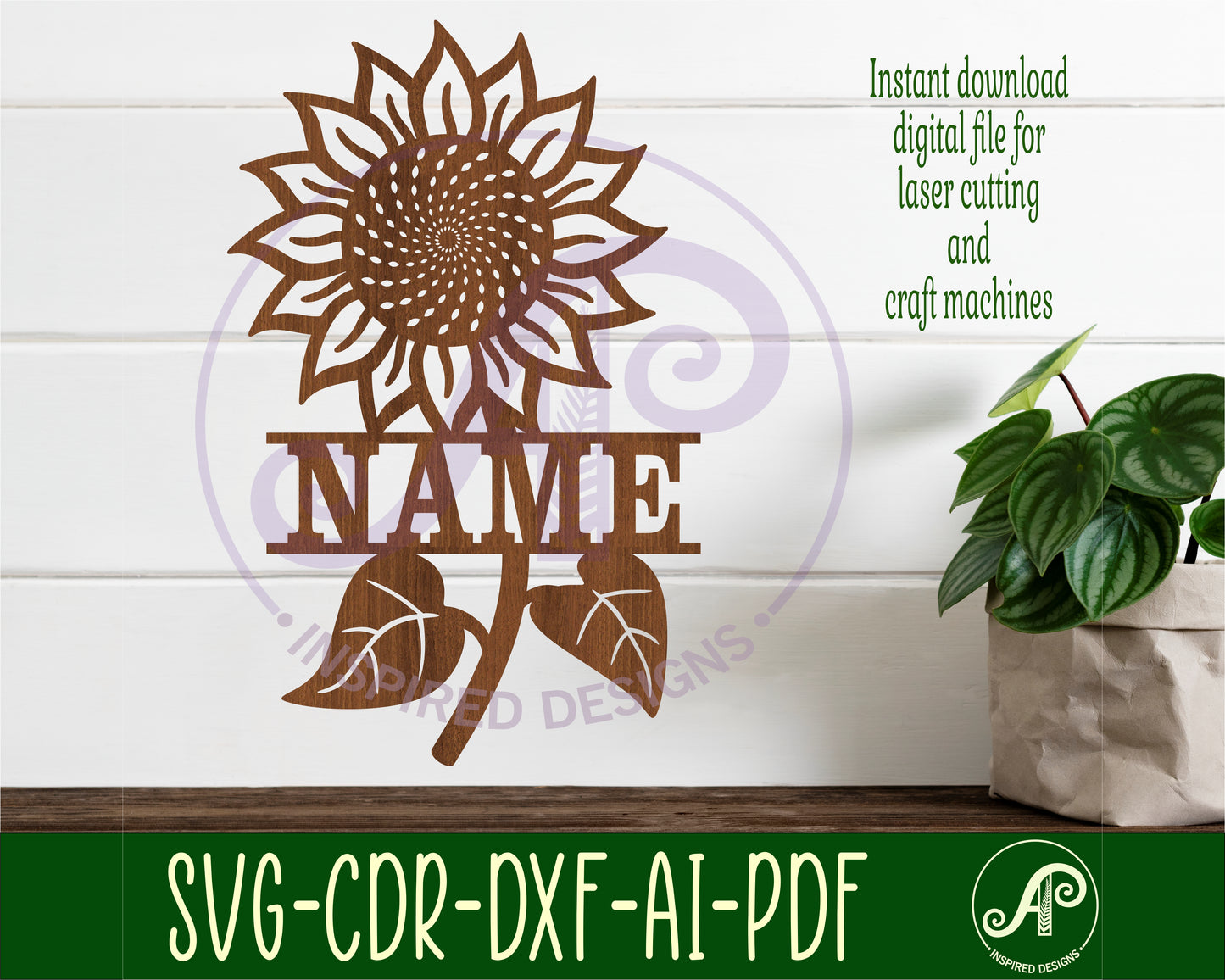 Sunflower shape name sign SVG / DXF / AI / PDF / CDR