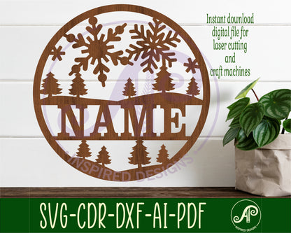 Snowy fields name wall sign. SVG / DXF / AI / PDF / CDR