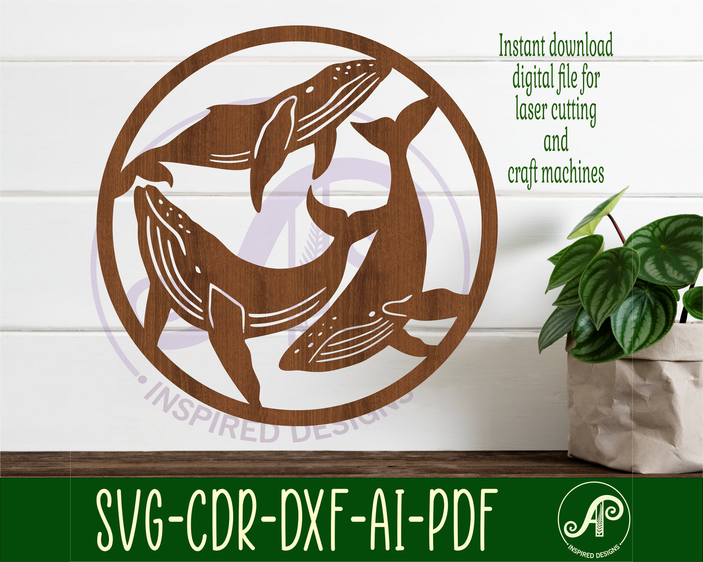 Whales wall sign design SVG / DXF / AI / PDF / CDR