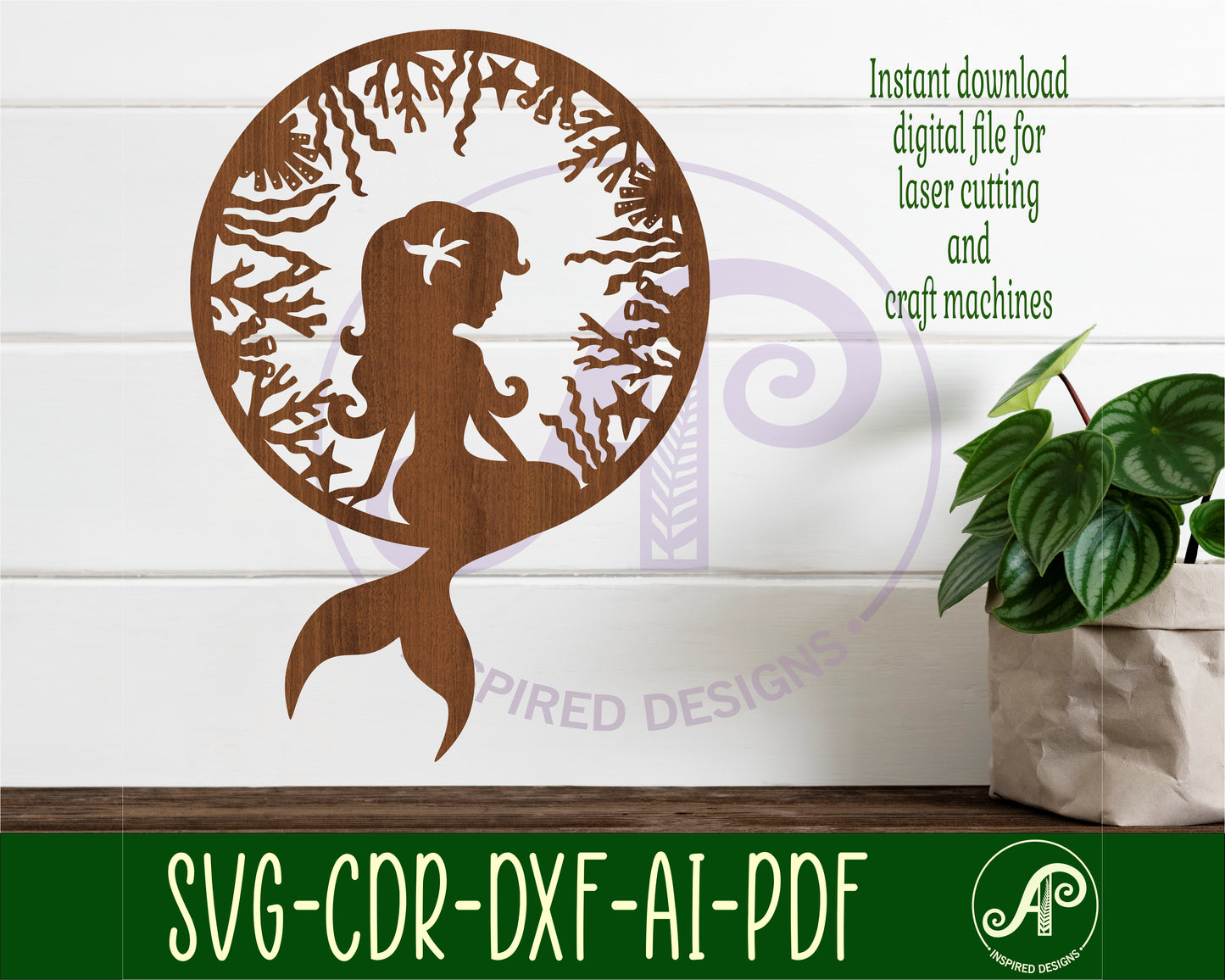 Mermaid wall sign design SVG / DXF / AI / PDF / CDR