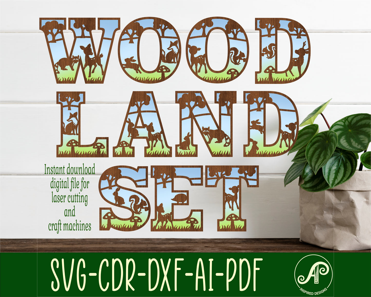 Woodland alphabet letter set. 49 letter options