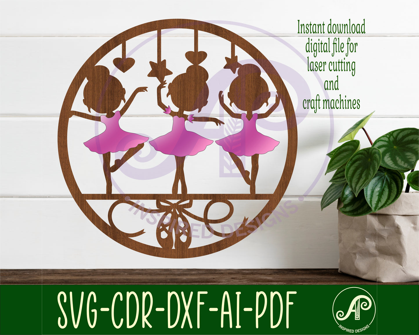 Little ballerinas wall sign design SVG / DXF / AI / PDF / CDR