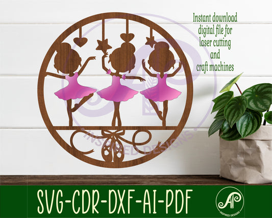 Little ballerinas wall sign design SVG / DXF / AI / PDF / CDR